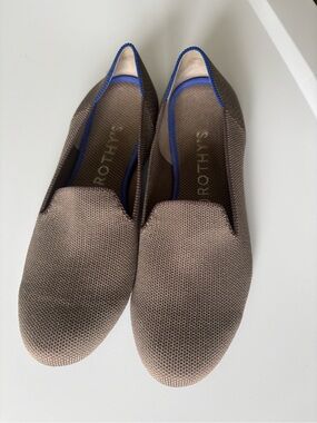 Rothy's The Loafer Knit Flats Mocha Taupe Like New Womens 8.5 Washable Comfort